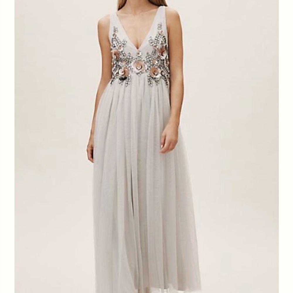 BHLDN Silver Sequin Maxi Gown for Weddings